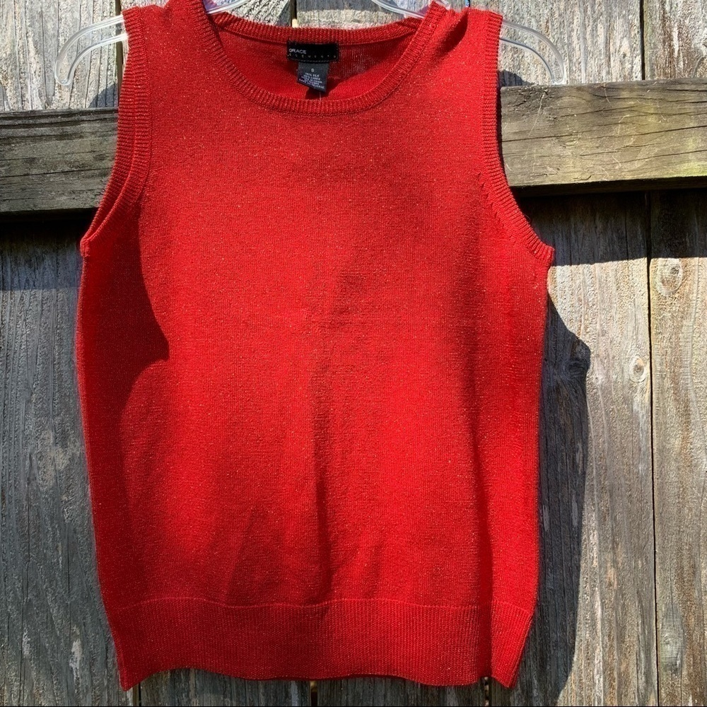 GRACE ELEMENTS silk knit sleeveless sweater tank top festive sparkle holiday